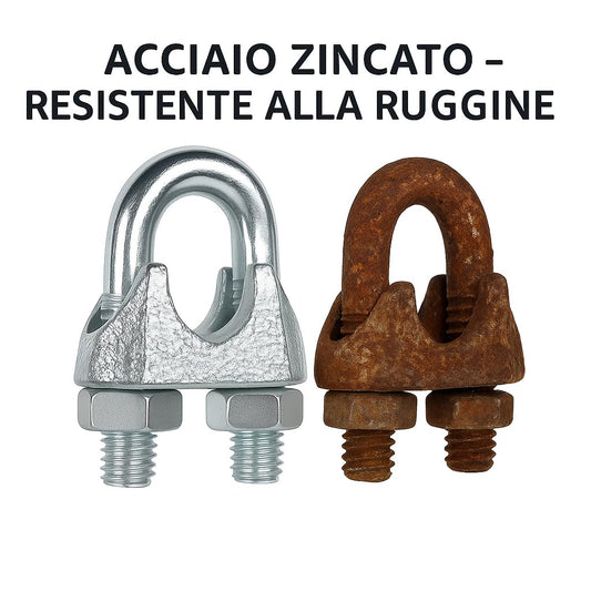 2x Morsetti Fune Metallica 16 mm DIN 741 – Acciaio Zincato Antiruggine – Lemag SRL - Lemag srl