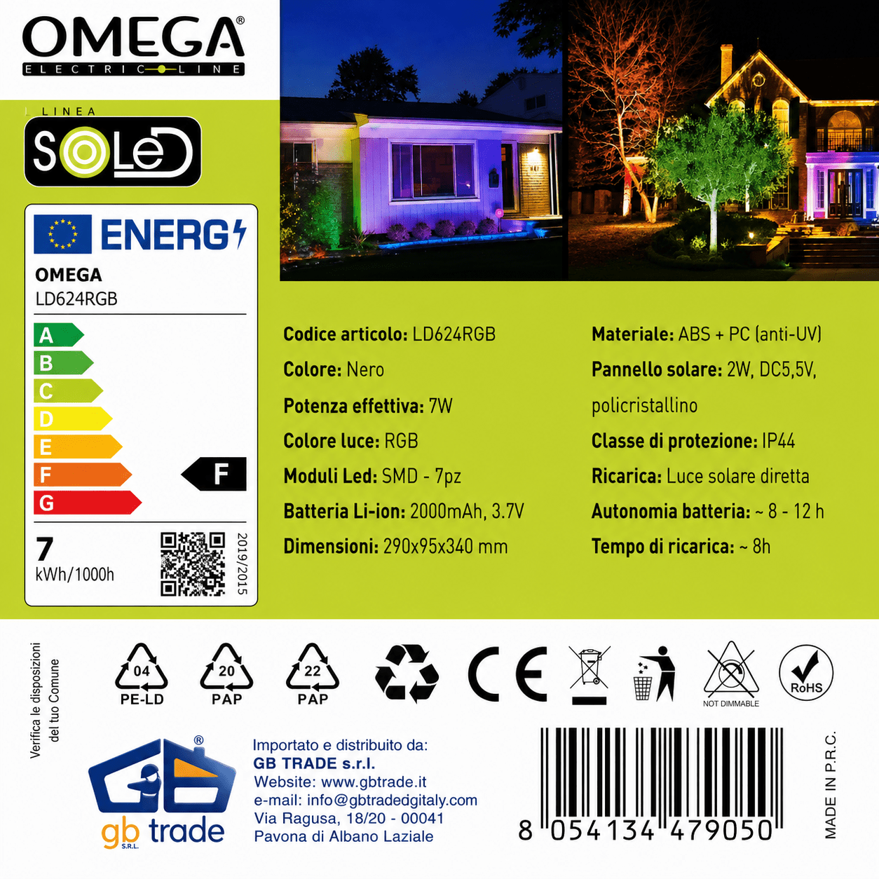 Faretto LED Solare Round con Picchetto 7W RGB IP44 - Lemag srl