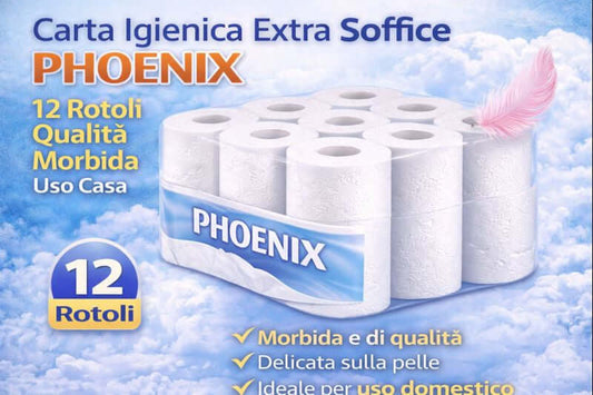 Carta Igienica Extra Soffice PHOENIX 12 Rotoli Qualità Morbida Uso Casa - Lemag srl