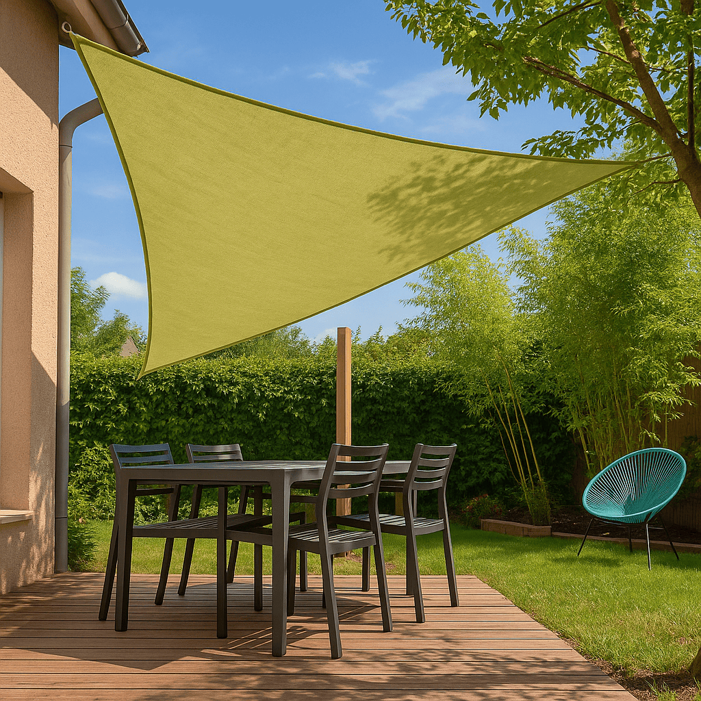 Vela Ombreggiante Triangolare HDPE Beige – 3 Misure: 3m, 3.6m, 5m – Resistente UV - Lemag srl