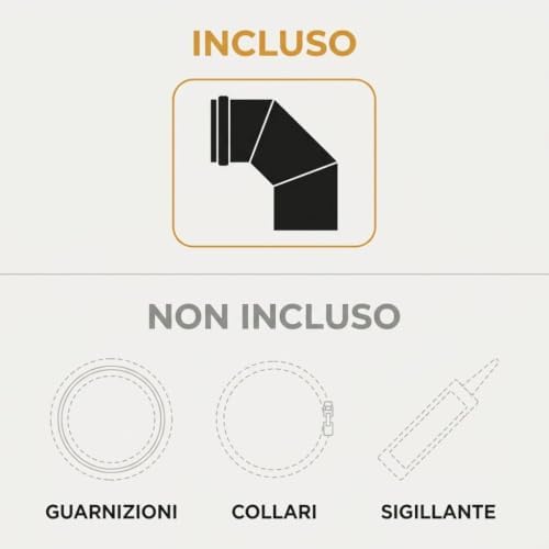 Curva 45°/90° e Raccordo a T per Stufa a Pellet – Acciaio Smaltato Nero Opaco – Ø 80 e 100 mm - Lemag srl