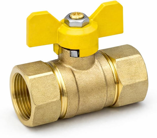 Valvola a Sfera Gas FF 3/4" in Ottone – Rubinetto Femmina Femmina - Lemag srl
