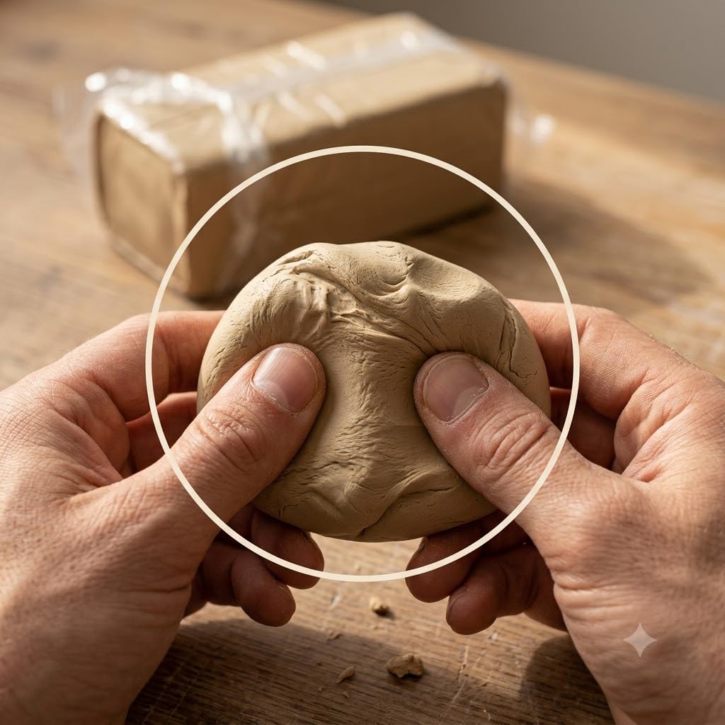 Mani che modellano lo stucco da vetraio in pane pronto all'uso per la sigillatura di finestre e serramenti in legno.
