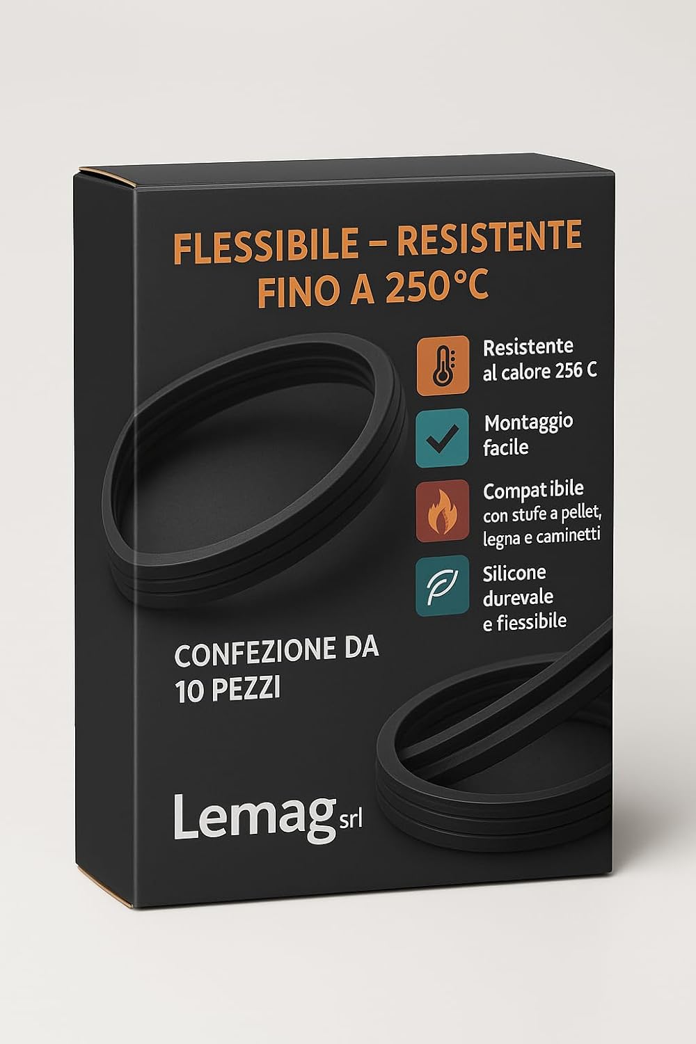 Guarnizioni in Silicone per Canna Fumaria Ø80–200 mm – Set 10 Pezzi – Resistenti fino a 250°C – LEMAG SRL - Lemag srl