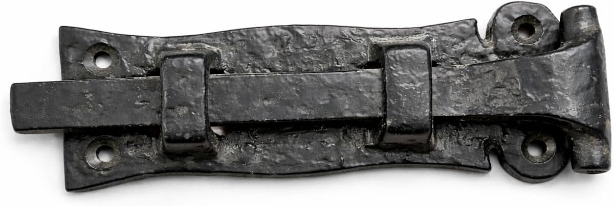 Catenaccio Rustico 150 mm in Acciaio Chiusura Porta Cancello Stile Antico Scorrevole con Fermo Installazione Facile - Lemag srl