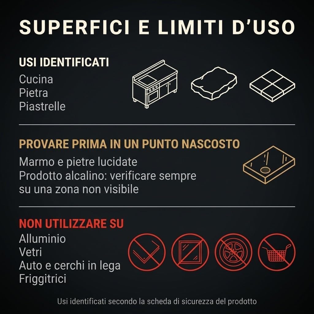 Sgrassatore Professionale Impact 5 Litri Concentrato – Detergente Alcalino per Cucina, Pietra e Piastrelle – Efficace con Acque Dure – Profumo Agrumi – Prodotto Corrosivo - Lemag srl