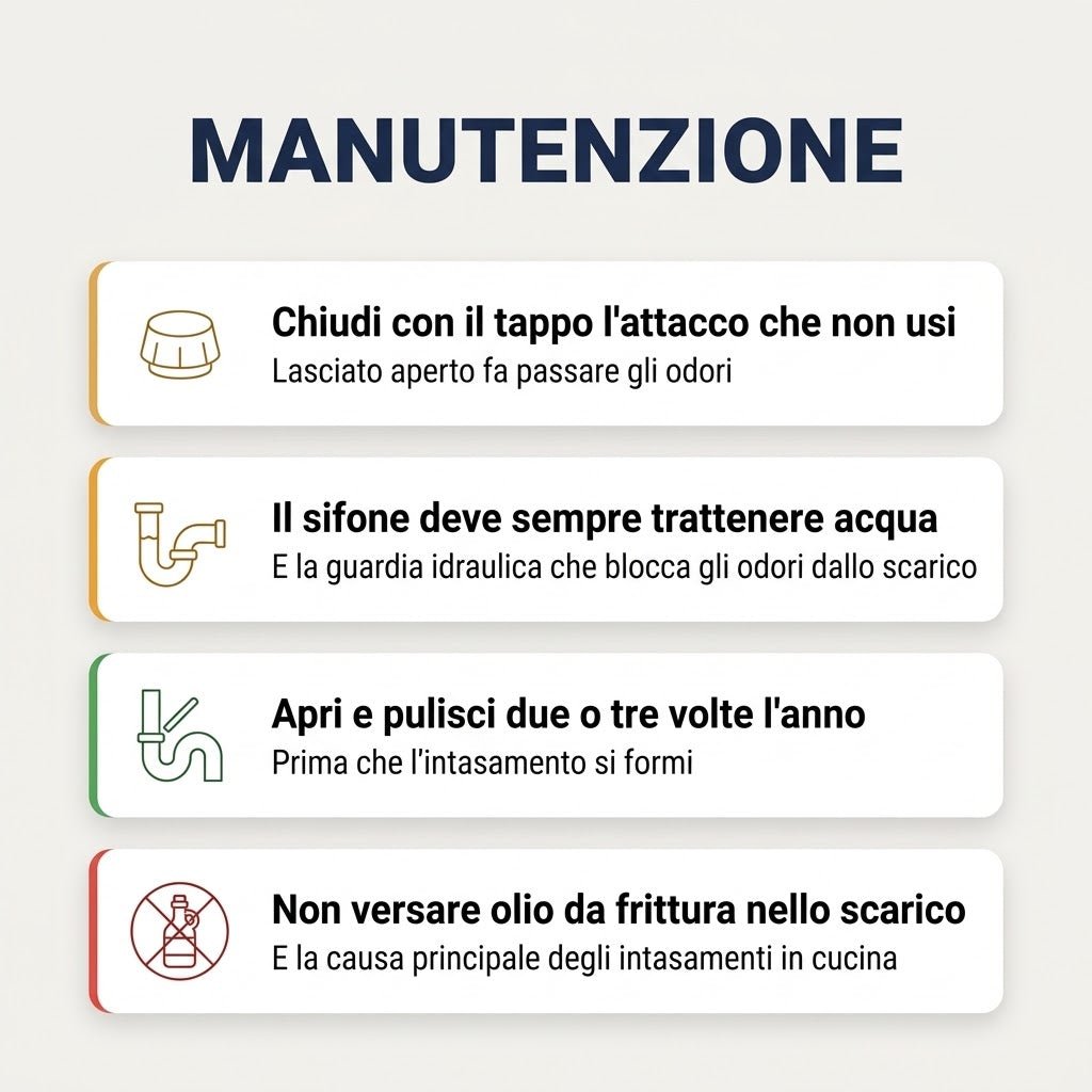 Consigli e regole di manutenzione per il sifone salvaspazio lavello per evitare intasamenti e cattivi odori in cucina.