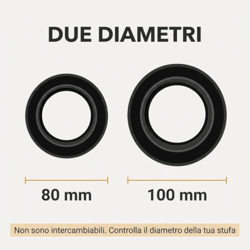 Tubo Stufa a Pellet Acciaio Smaltato Nero Opaco – Ø 80 e 100 mm, 25/50/100 cm – 2 Guarnizioni Incluse - Lemag srl