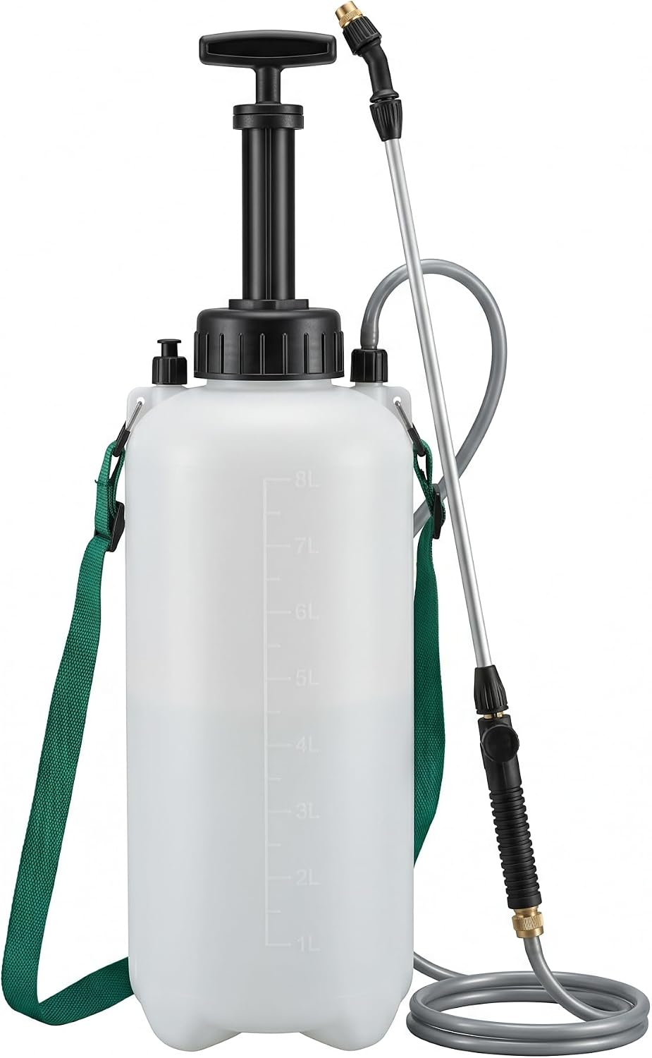 Pompa a Pressione 8 Litri – Vaporizzatore Irroratore Manuale con Lancia in Fibra di Vetro 44 cm e Tubo 130 cm – Nebulizzatore per Trattamenti Piante Orto e Grandi Superfici - Lemag srl