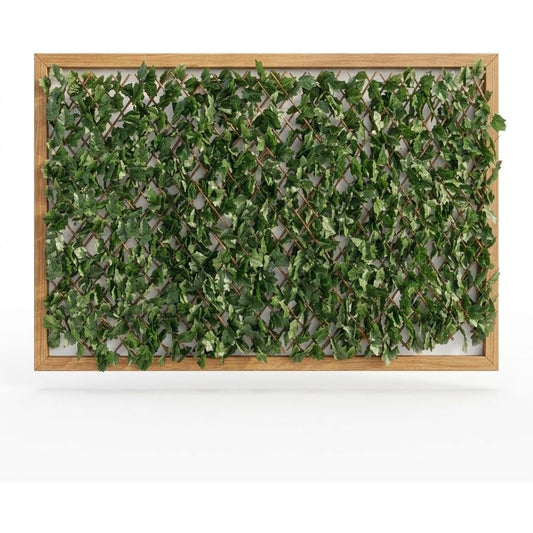 Siepe Artificiale Estensibile 100x200 cm - Traliccio Frangivista con Fogliame Sintetico - Si Apre a Fisarmonica per Balconi, Recinzioni, Ringhiere e Muri Spogli - Lemag srl