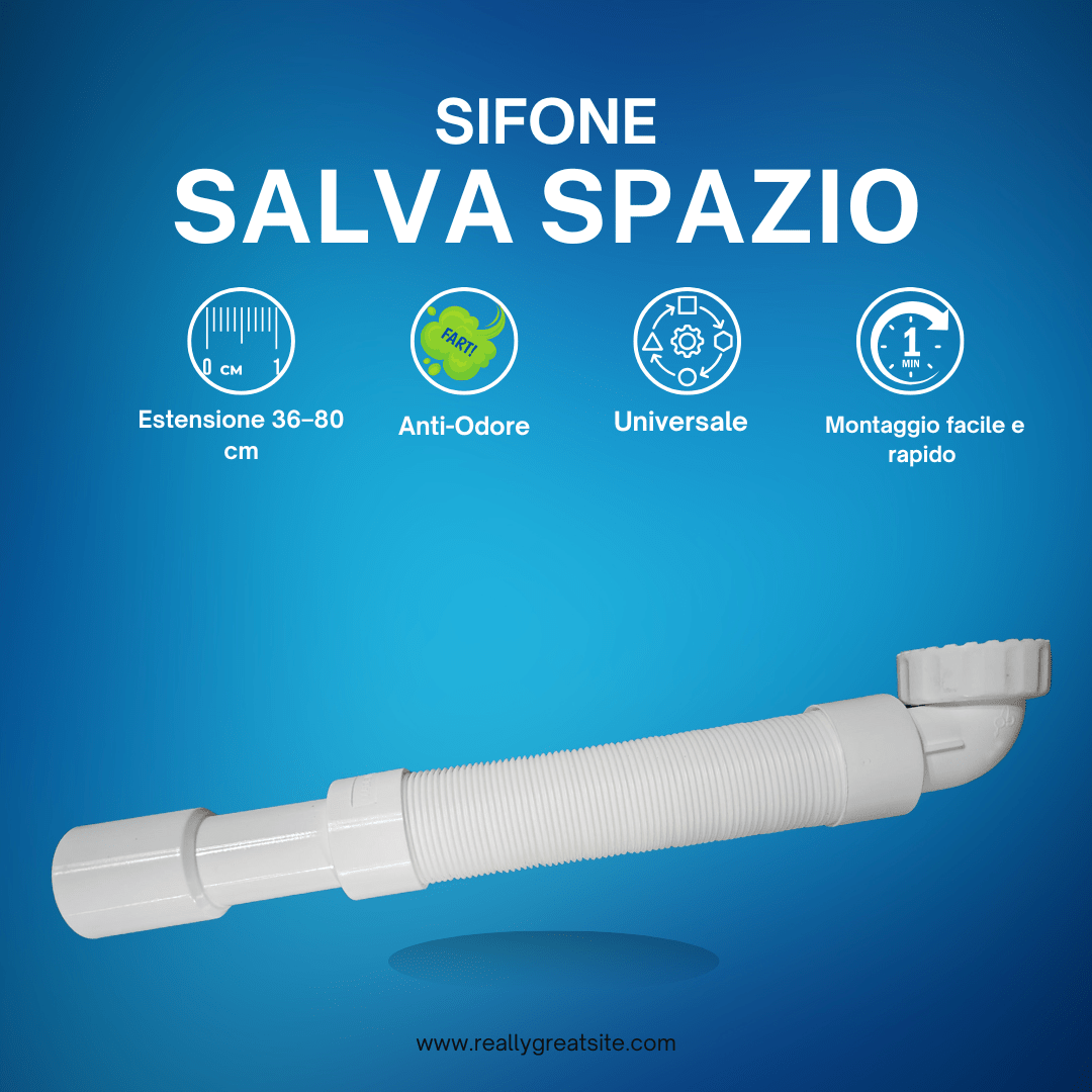 Sifone Flessibile Estensibile per Lavandino con Ghiera 1"1/2 - 1"1/4 - Lemag srl - Lemag srl