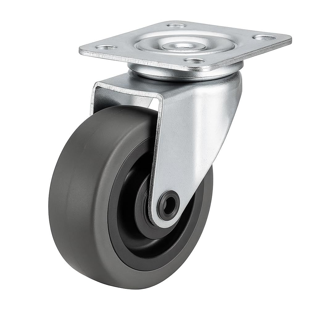 Ruota Industriale con Piastra Girevole – Diametro 75 mm – Ruota Robusta per Carrelli, Mobili e Attrezzature – Scorrimento Silenzioso - Lemag srl