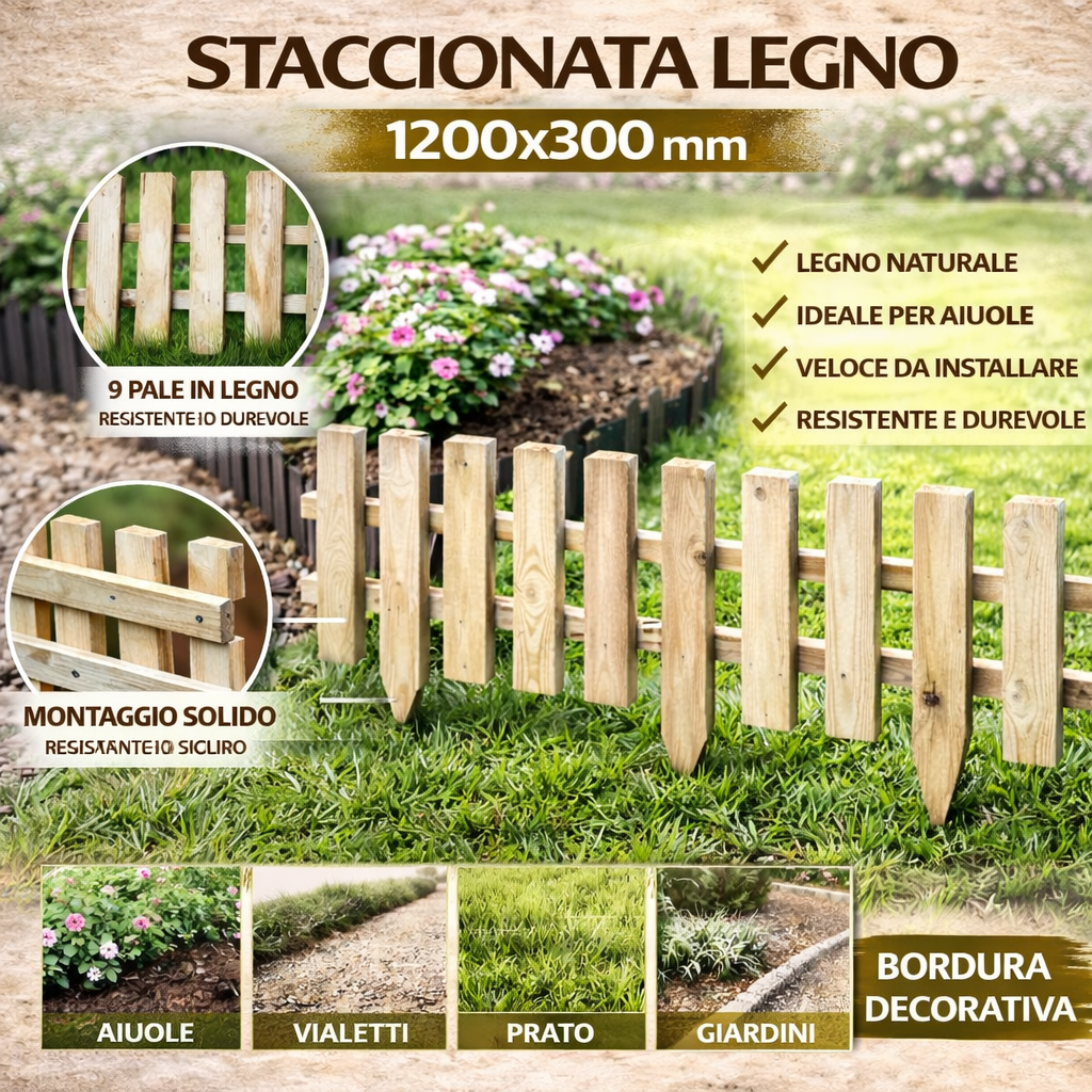 Bordura Vampiro 1200x300/450 mm Separatore Giardino Aiuole Prato - Lemag srl
