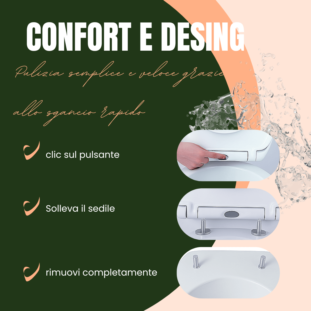 Sedile WC Universale Termoindurente Sgancio Rapido Bianco - Lemag srl