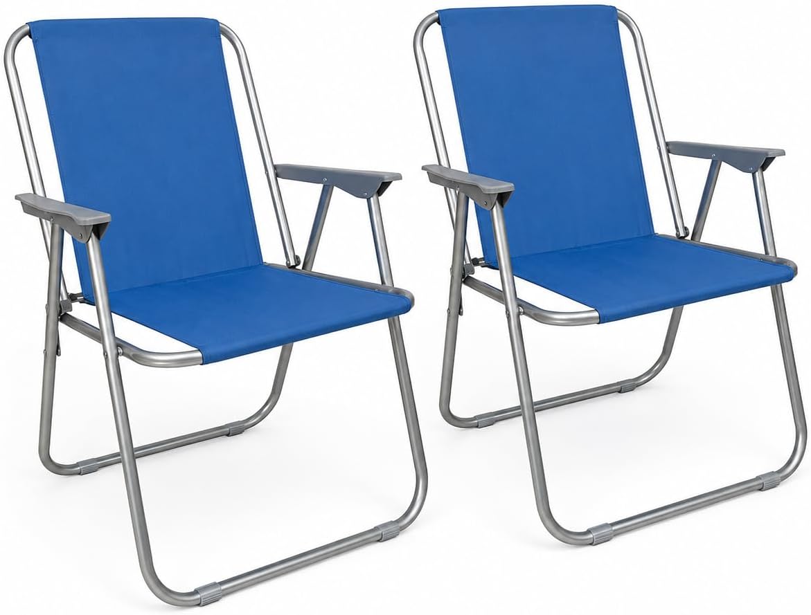 Set 2 Sedie Relax Blu 52x46x74cm – Struttura Acciaio e Poliestere | Sedia Pieghevole da Giardino Terrazzo Spiaggia | Resistente e Leggera | Coppia | Made in Italy - Lemag srl