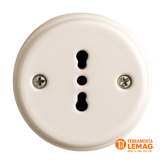 Merlotti 40.430 Presa bipasso 10/16A bianca 250V per impianti a vista - Lemag srl