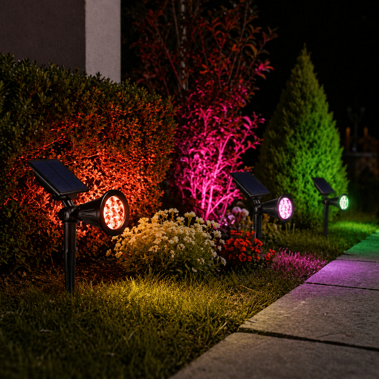 Faretto LED Solare Round con Picchetto 7W RGB IP44 - Lemag srl