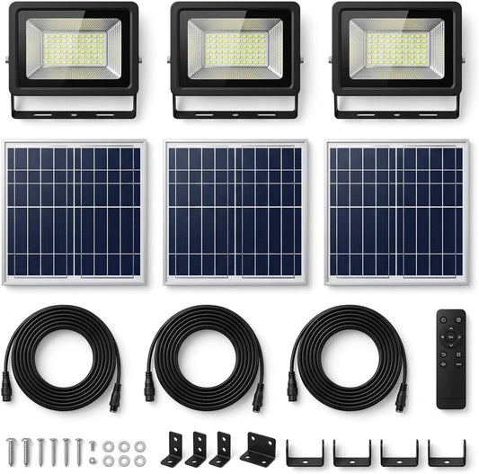 Kit 3 faretti solari LED da esterno 620 lm 4000K IP65 con telecomando – dettaglio