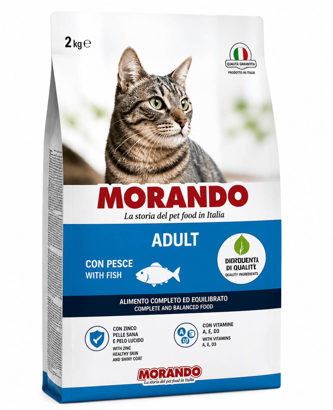 Croccantini per Gatti Morando 2kg Gusto Pesce per Gatti Adulti Alimento Completo con Vitamine Minerali Zinco - Lemag srl