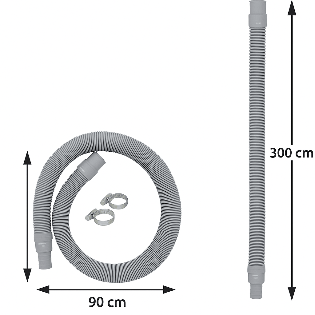 Tubo di Scarico Estensibile per Lavatrice – Ø19x22 mm – Lunghezza 90 - 300 cm – Universale Lemag srl - Lemag srl