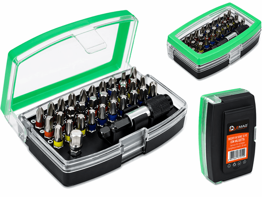 Set Inserti 32 Pezzi con Valigetta Acciaio S2 Portainserti - Lemag srl