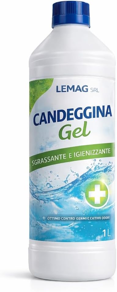 Candeggina Gel Multiuso 2 Formati Sgrassante Igienizzante per Bagno Cucina Superfici Senza Parabeni No Nichel Biodegradabile Non Testata su Animali - Lemag srl