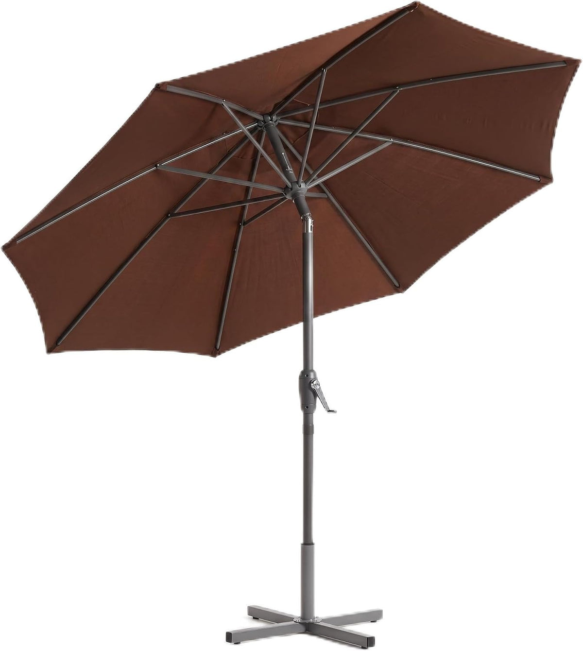 Ombrellone da Giardino Ø 2,5 m con Manovella – Parasole Tondo per Terrazzo e Esterno con Palo in Acciaio Robusto – Apertura Facile – Disponibile in Ecrù Verde e Marrone | Made in Italy - Lemag srl
