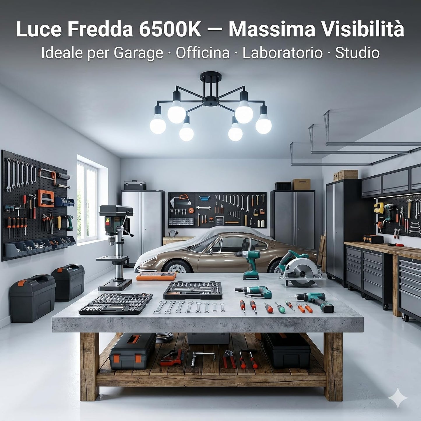 Set 6 Lampadine LED Sfera G45 6W E27 – 540lm | Luce Fredda Bianco Giorno 6500K | Risparmio Energetico | Attacco E27 | Garage Bagno Studio Ufficio | Made in Italy - Lemag srl