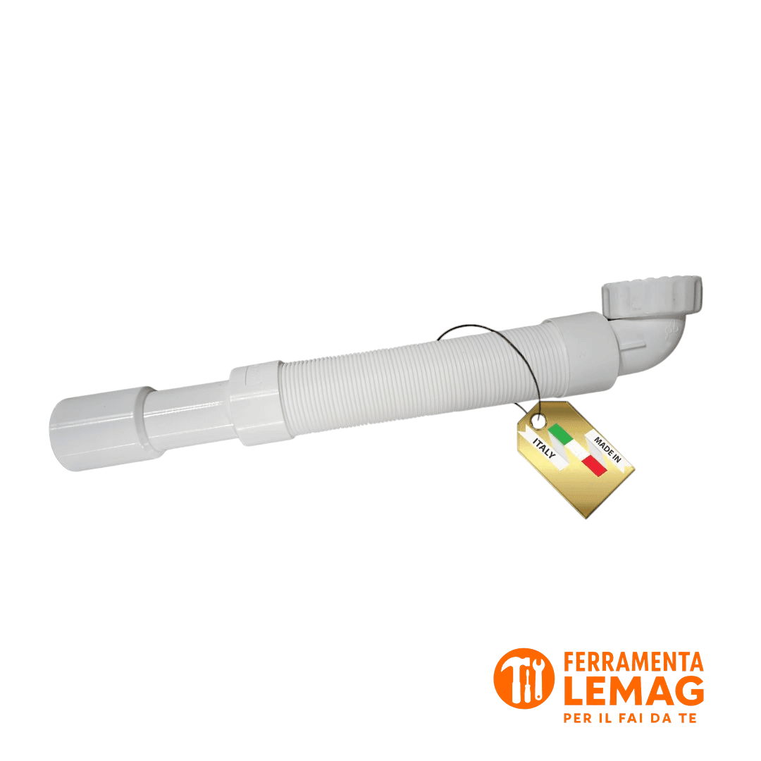 Sifone Flessibile Estensibile per Lavandino con Ghiera 1"1/2 - 1"1/4 - Lemag srl - Lemag srl
