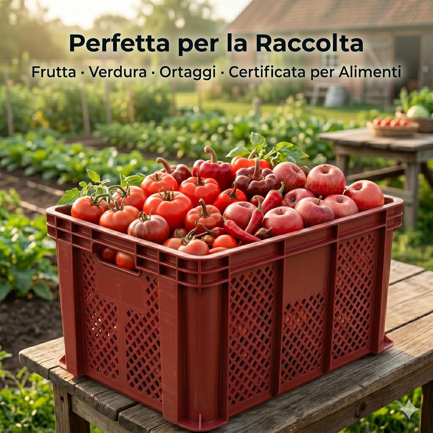 Set 2 Cassette Agricole Forate 52x36x31 cm – Cassette Impilabili in Plastica per Frutta e Verdura – Certificate per Alimenti – Raccolta Ortofrutta e Trasporto - Lemag srl