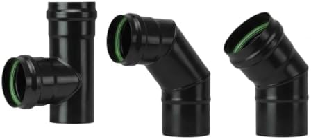 Curva 45°/90° e Raccordo a T per Stufa a Pellet – Acciaio Smaltato Nero Opaco – Ø 80 e 100 mm - Lemag srl