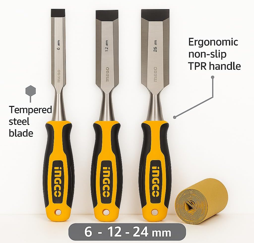 Set Scalpelli Legno 6 - 12 - 24 mm – Acciaio Temprato con Manico Ergonomico - Lemag srl