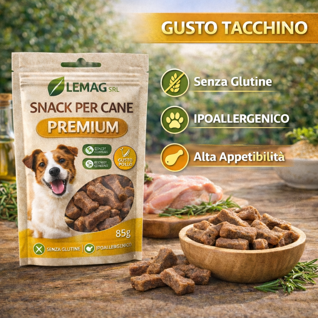 Snack per Cane Premium 5 Confezioni da 85 g Senza Glutine Ipoallergenico Addestramento LEMAG SRL - Lemag srl