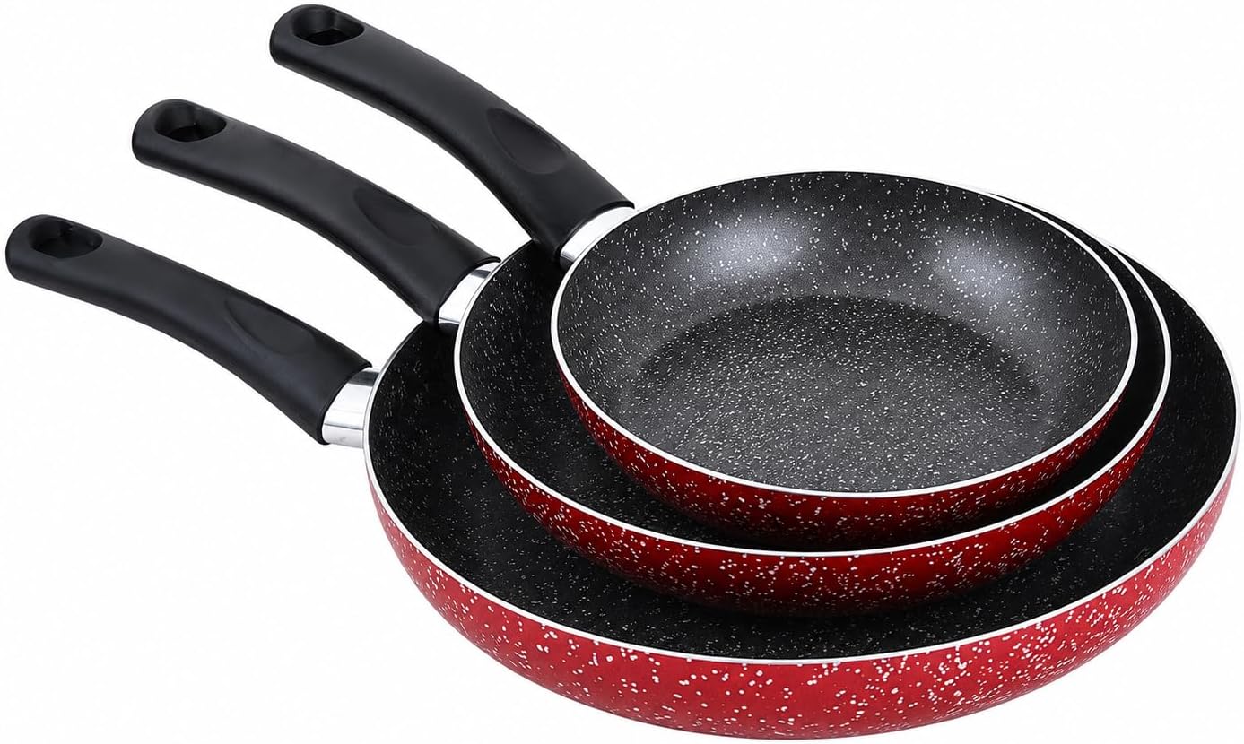 Set 3 Padelle Antiaderenti Casaconté 16-20-26cm – Spessore 1,4mm | Alluminio | Tre Misure per Ogni Cottura | Manico Ergonomico | Set Cucina Completo | Made in Italy - Lemag srl