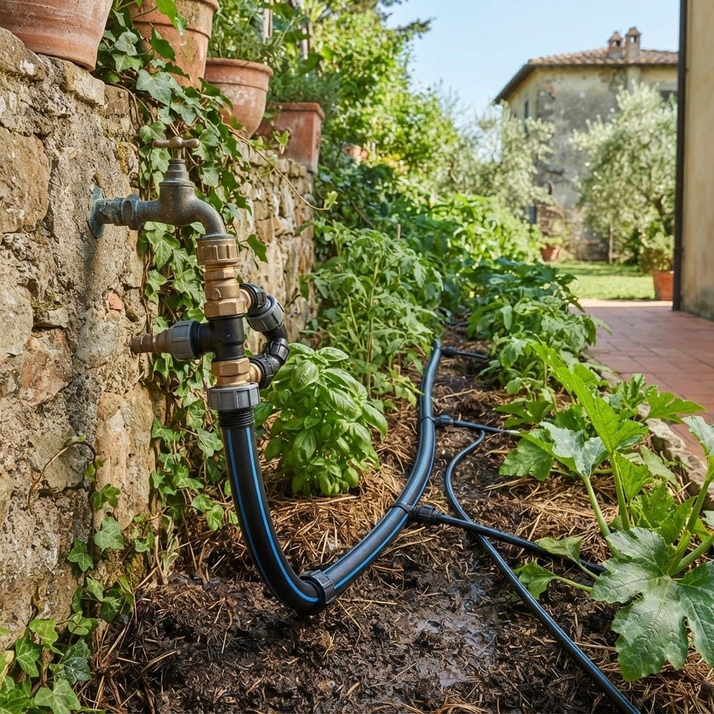 Tubo Polietilene Acqua PE100 Alta Densità Ø20 x 2,0 mm PN16 in Rotolo 20 m — Nero con Bande Azzurre, Conforme UNI EN 12201, per Acqua Potabile, Irrigazione e Condotte Interrate - Lemag srl