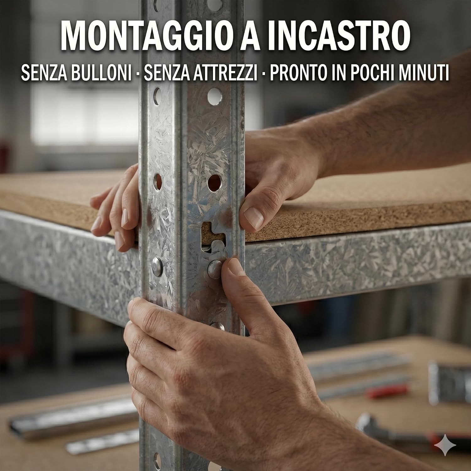 Scaffale Metallo 5 Ripiani 90x40x180h cm – Portata 875 kg Carico Pesante – Scaffalatura Zincata Heavy Duty Montaggio a Incastro Senza Bulloni per Garage Magazzino Cantina - Lemag srl