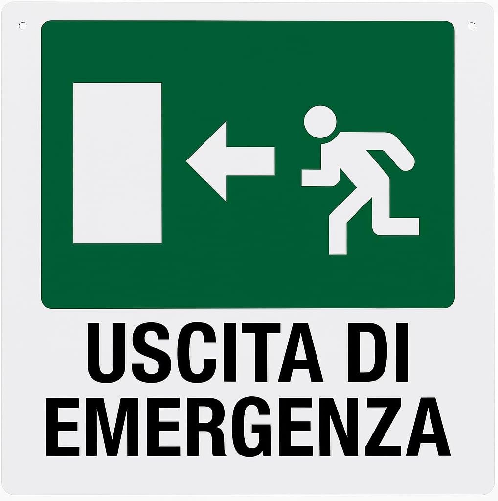 Cartello Uscita di Emergenza 35x33 cm – PVC Rigido per Cantiere - Lemag srl