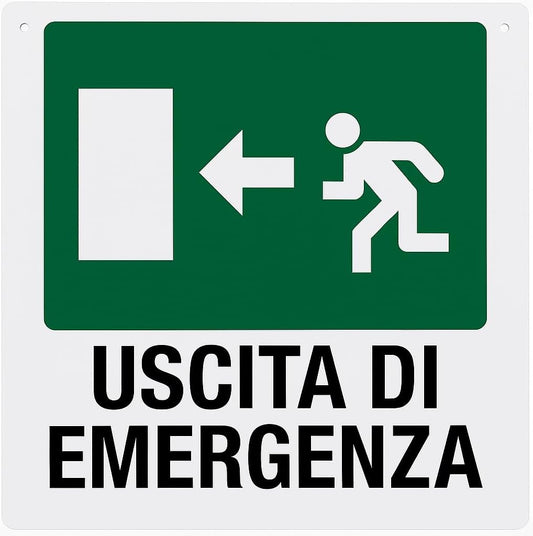 Cartello Uscita di Emergenza 35x33 cm – PVC Rigido per Cantiere - Lemag srl