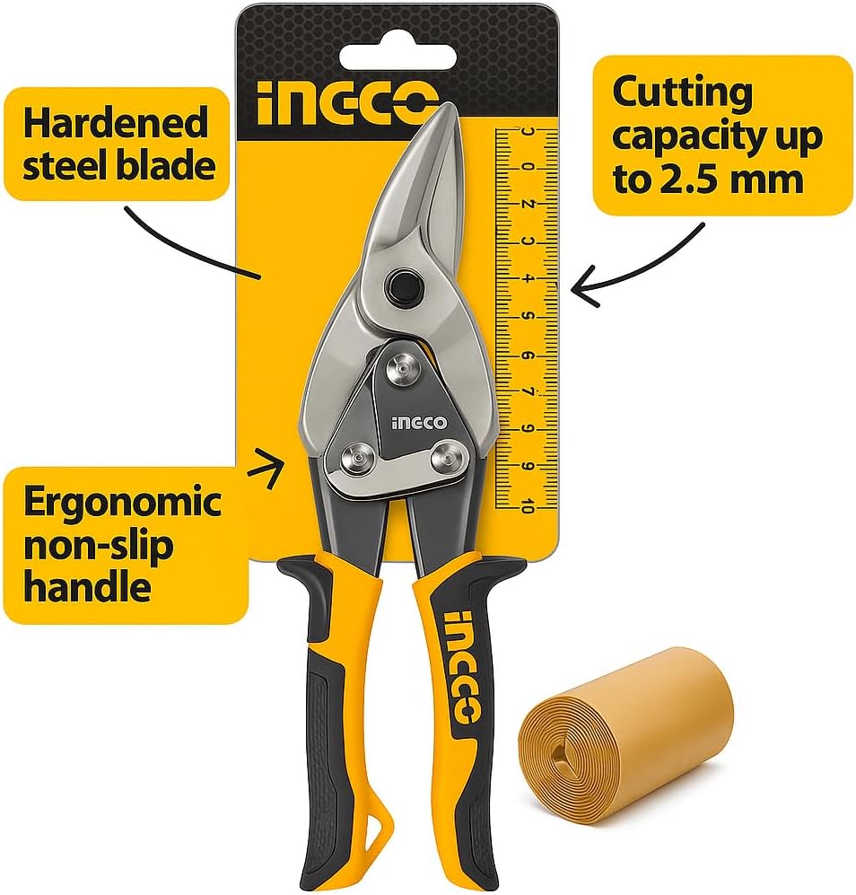 Cesoie per Lamiera Professionali 250 mm – Taglio Sinistro/Dritto – Lame in Acciaio Temperato, Impugnatura Antiscivolo Ergonomica - Lemag srl