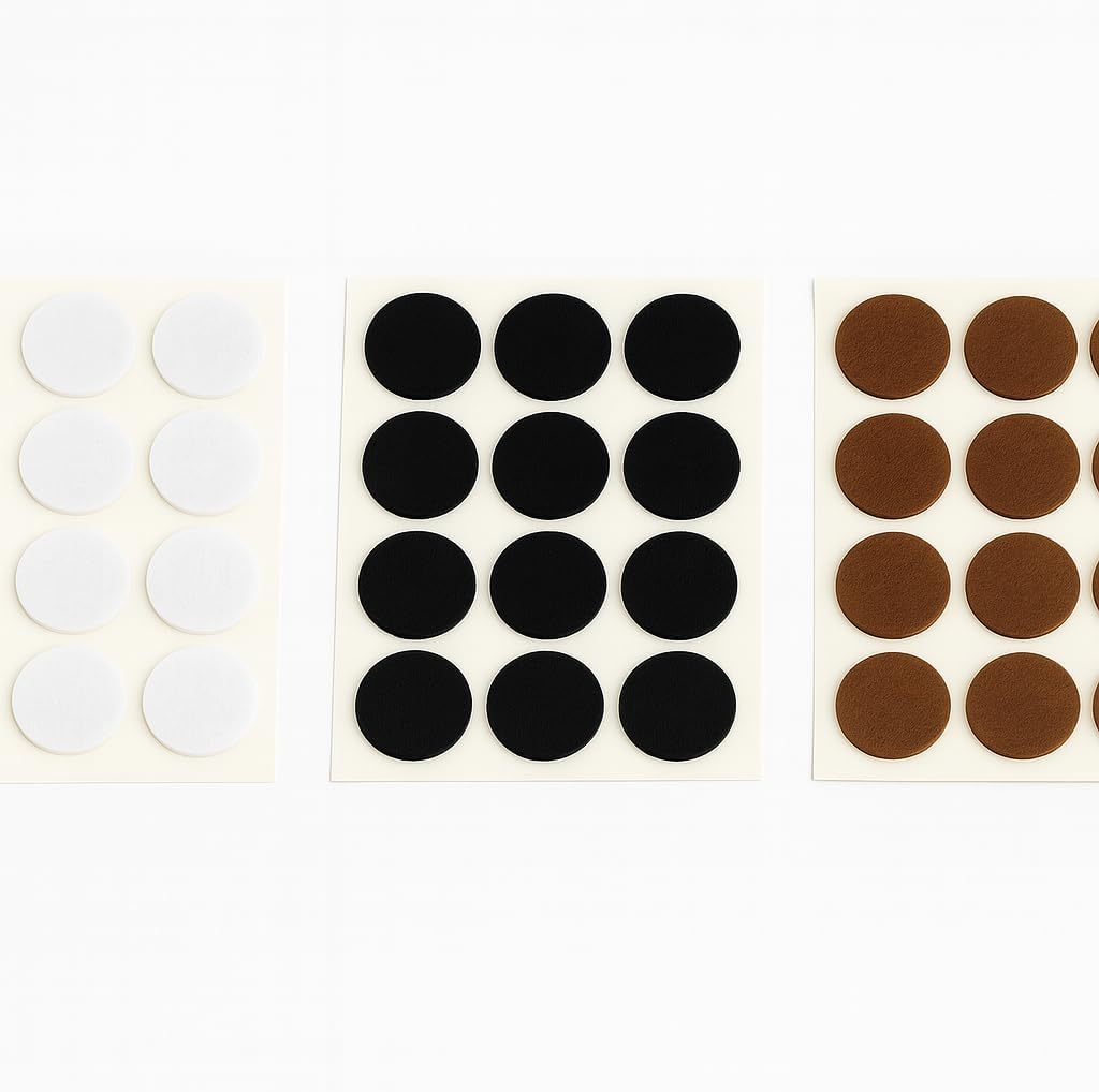 Feltrini Adesivi Rotondi – Varianti Diametro 16/20/24/30 mm e Colori Bianco/Nero/Marrone – Antigraffio e Antirumore per Sedie e Mobili - Lemag srl