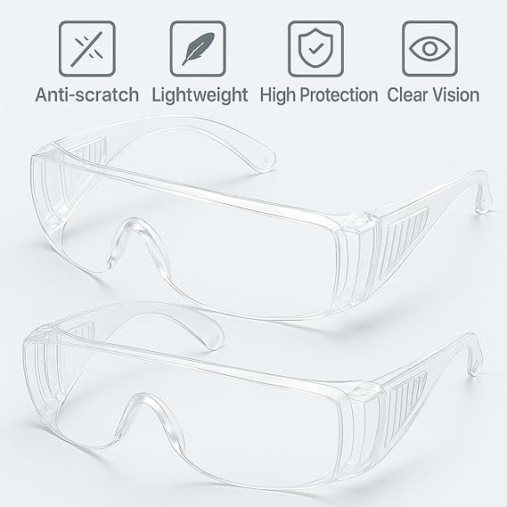 2 Paia Occhiali Protezione Lavoro EN166 Antigraffio Policarbonato DPI - Lemag srl