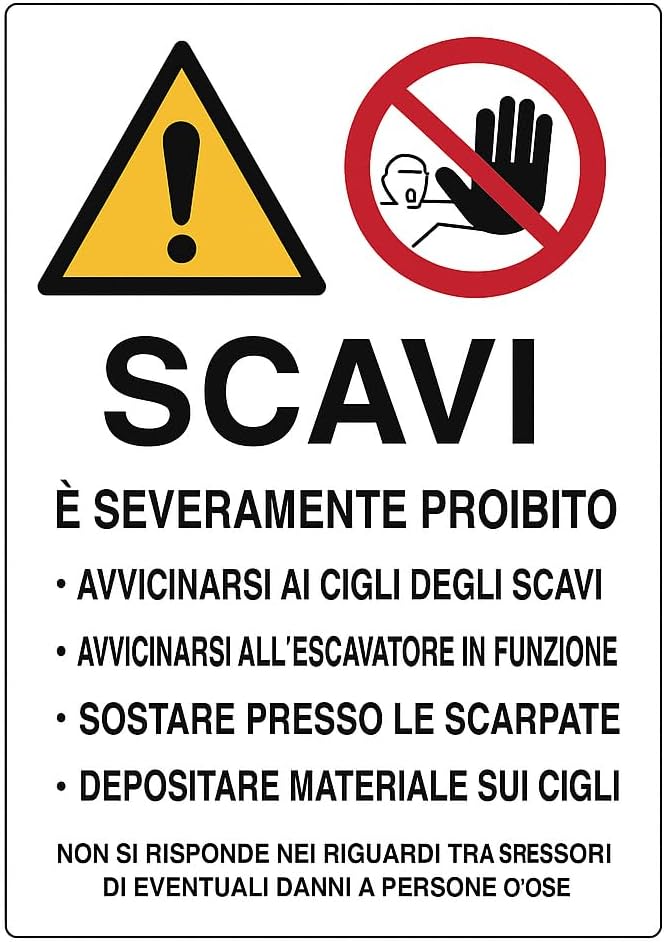 Cartello “SCAVI” 40x60 cm – Segnaletica di Sicurezza in PVC Rigido – Resistente UV e Impermeabile – Per Cantieri e Lavori Stradali - Lemag srl