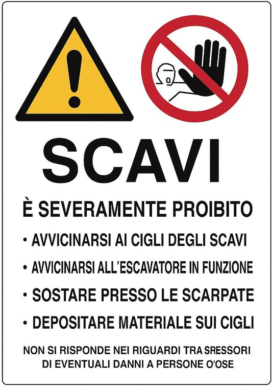 Cartello Scavi 40x60 cm in PVC rigido per cantieri e lavori stradali