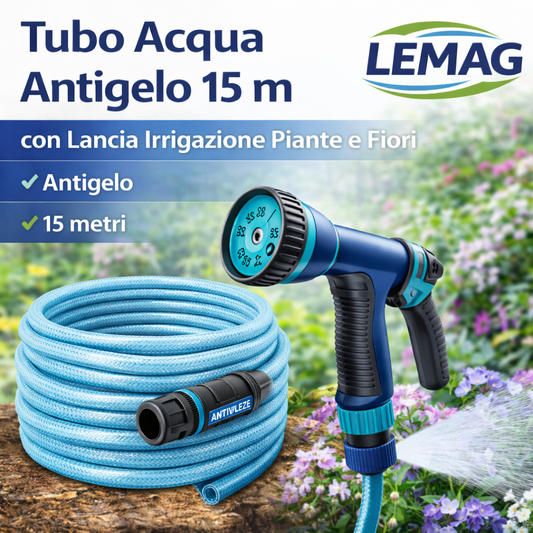 Tubo Acqua Antigelo 15 m con Lancia Irrigazione Piante e Fiori – Lemag - Lemag srl