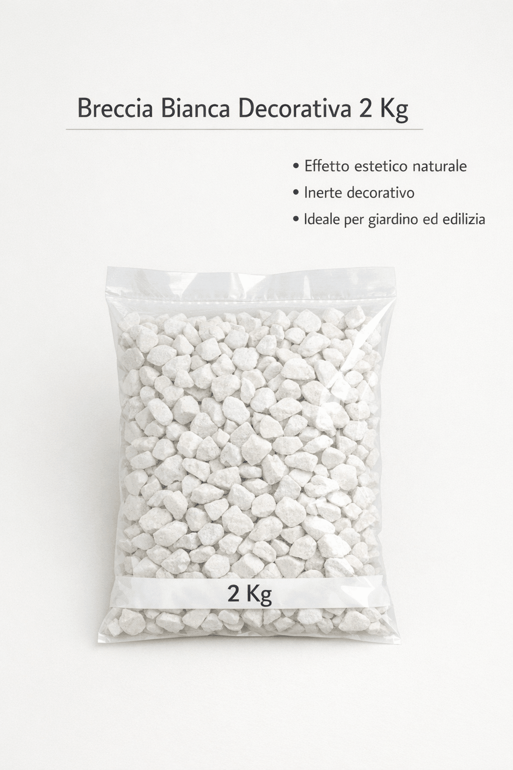 Sacco Breccia Bianca 2 Kg Inerte Decorativo Per Giardino Edilizia - Lemag srl