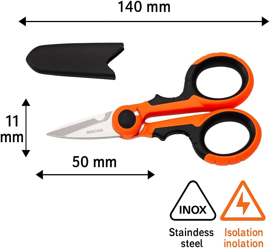 Forbici per Elettricista 140 mm – Lama Inox e Manici Isolanti - Lemag srl