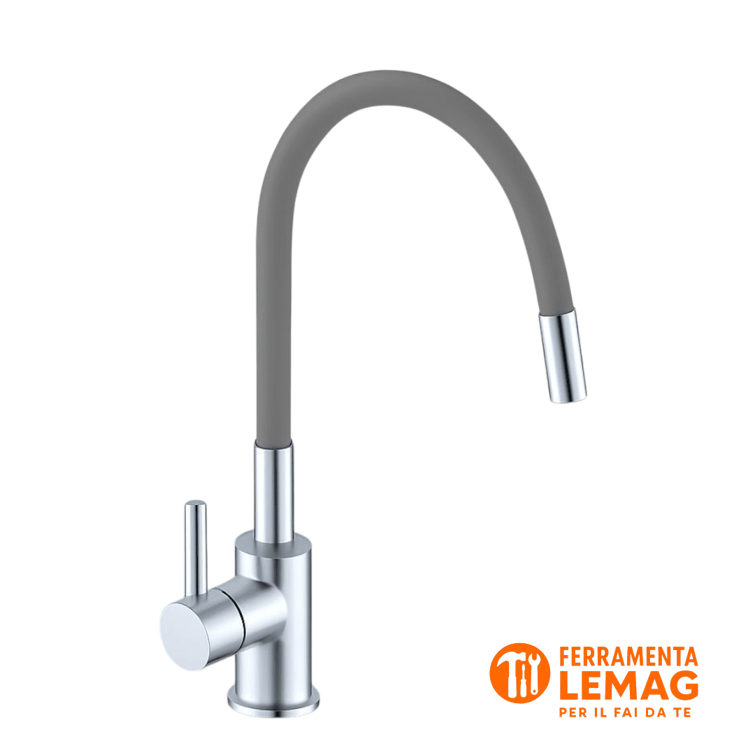 Miscelatore Lavello Flessibile con Canna in Gomma SNAKE Nero - Lemag srl - Lemag srl