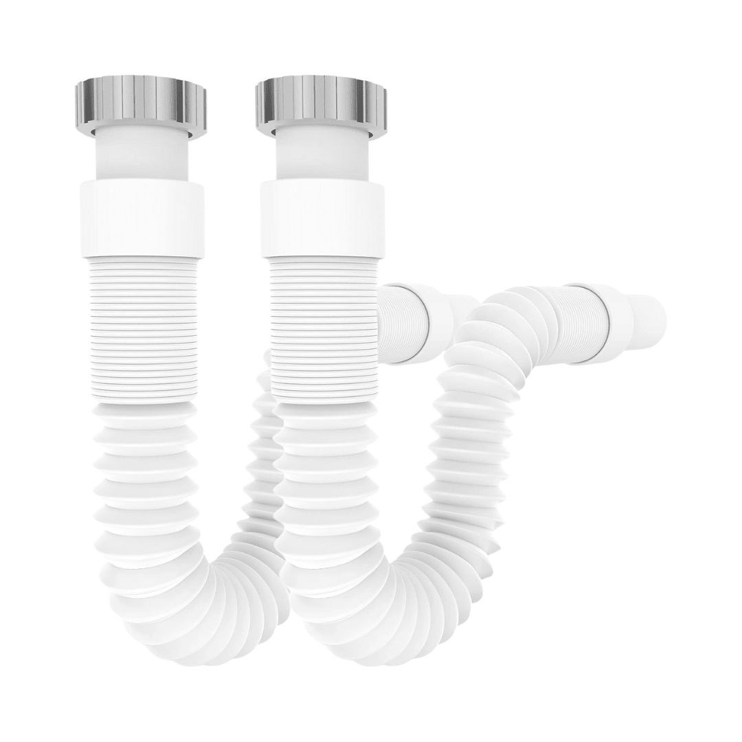 Tubo di Scarico Flessibile 1 1/4" x 32 mm per Lavabo – Estensibile 320 - 880 mm – Con Sifone e Guarnizione Anti - Odore – 2 Pezzi – Facile da Installare – Lemag srl - Lemag srl