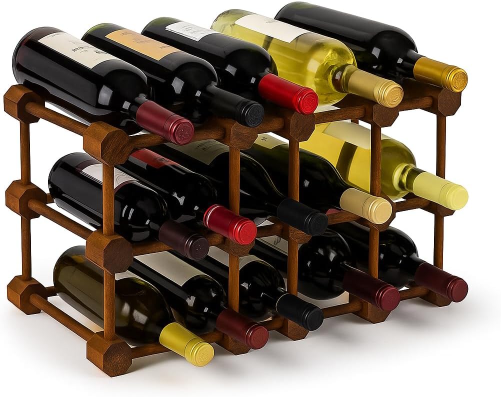 Cantinetta Vino in Legno – Modulare 12 Bottiglie – Portabottiglie Rustico ed Elegante, Montaggio Facile, Espandibile per Cantina, Cucina o Soggiorno - Lemag srl