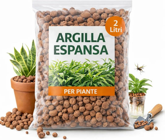 Argilla Espansa per Piante 2 Litri – Drenaggio per Vasi e Fioriere – Substrato Naturale per Giardinaggio, Idroponica e Decorazione - Lemag srl